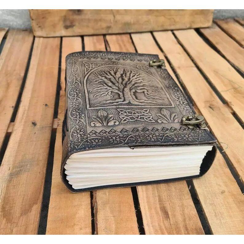 Jurnal mare din piele, jurnal din piele vintage, jurnal arborele vieții, cărți