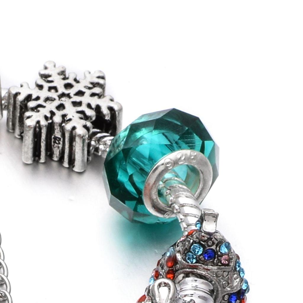 Vintage Christmas Beaded Bracelet for Women with European and American Influences, Hollowed-out Design, Christmas Hat Beads, Pandora-Style Jewelry