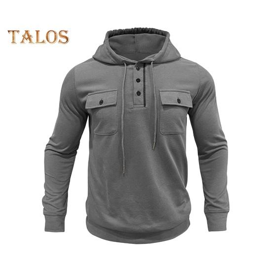 Höst Vår Herr Topp Dragsko Bröstfickor Knäppt Huva Långärmad Enfärgad Elastisk Manschett Mellång Längd Sport Casual Hoodie