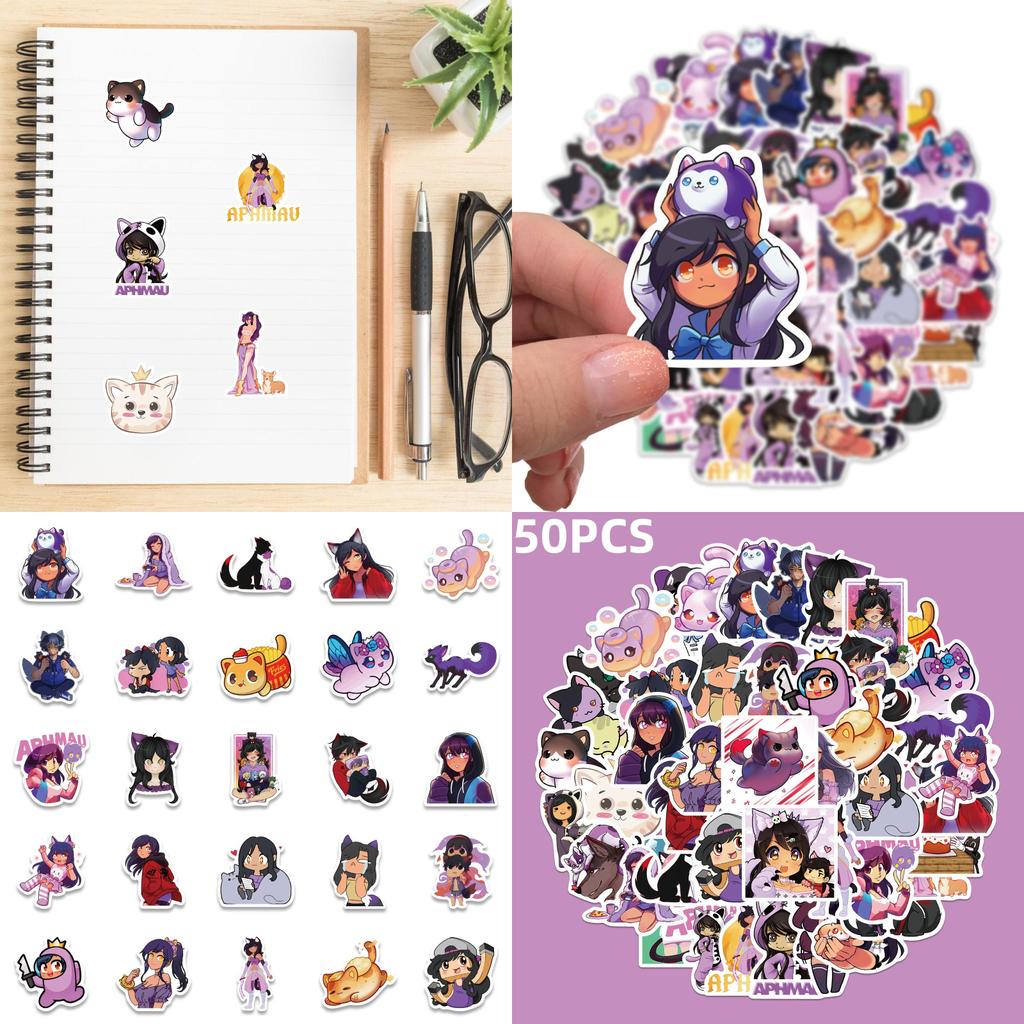 50pcs Cartoon Aphmau Graffiti Waterproof Sticker For Notebook Decoration