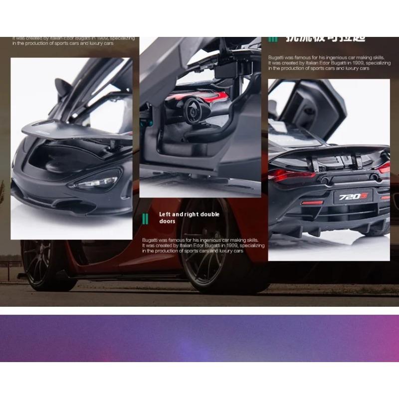 1/32 Scale McLaren 720s Sports Car High Simulation Alloy Metal Diecast Model Car Sound & Light Gifts for Boyfriend Present with Boys