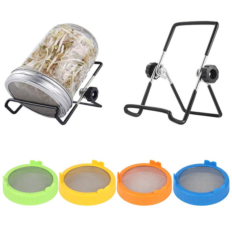 Seed Sprout Germination Cover Sprout Growing Lid Sprout Filter Vegetable Bean Seedling Jar Lid Germinator Stand