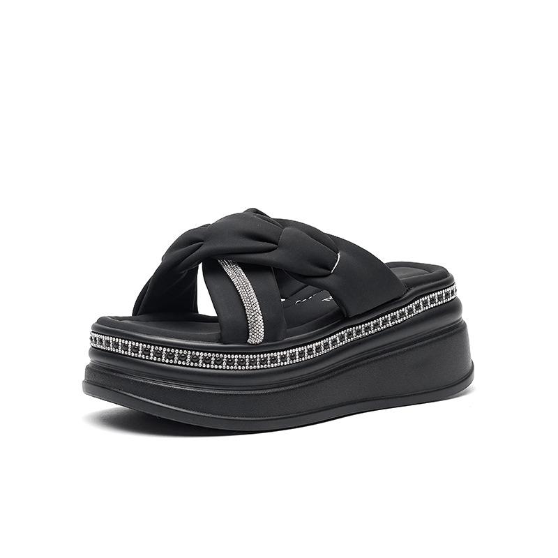 

2025 summer wear new thick bottom heightening muffin bottom casual Roman sandals 40 чёрный