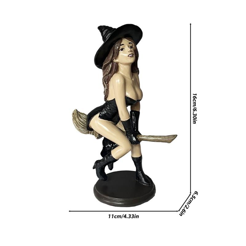 

Halloween Decorations Sexy Witch Bookshelf Statue Home Decor Riding Broom Witch Resin Statue Home Accessories
