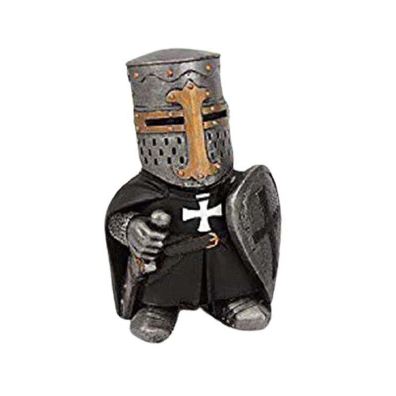 Knight Gnomes Garden Statue Guard Cross Templar Dwarf Guard Armor Samurai Miniature European Knight Resin Garden Decoration