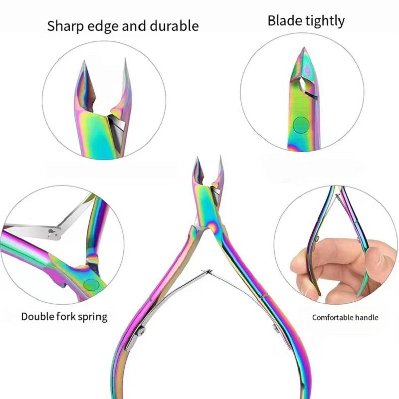 Nail Cuticle Scissors Stainless Steel  Manicure Color Nail Clippers Nail Set Multi-Function Nail