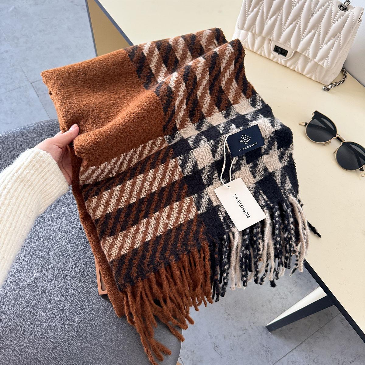 

Корейский кашемировый длинный шарф с узором «гусиная лапка», зимний мужской и женский, утолщенный теплый, накидка, накидка, буфанда, двухстороннее пончо, эшарп 200X62cm