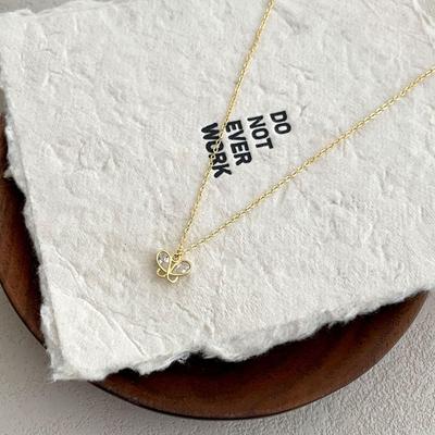 S925 Sterling Silver & 18K Gold Butterfly Diamond Pendant Clavicle Necklace - Women's Niche Design