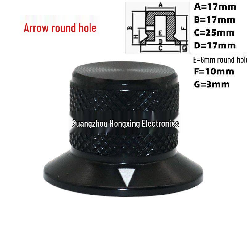 25x17MM Textured Edge Pure Aluminum Alloy Knob for Amplifiers & Instrument Potentiometer