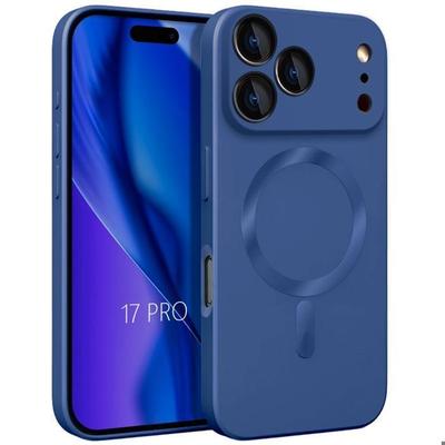 Phone Case - E.F.Connection - for iPhone 17 Pro - Slim Silicone Magnetic Circle Navy Blue