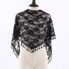Mesh Lace Tassel Shawl Triangle Scarf Multifunctional Decorative Head Wrap Lightweight Single Layer Breathable Bridal Veil