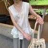 Summer Women's New Japanese Fashion Casual Pure Desire Style Lace Splicing Lace-up Doll Shirt Sleeveless Vest Top