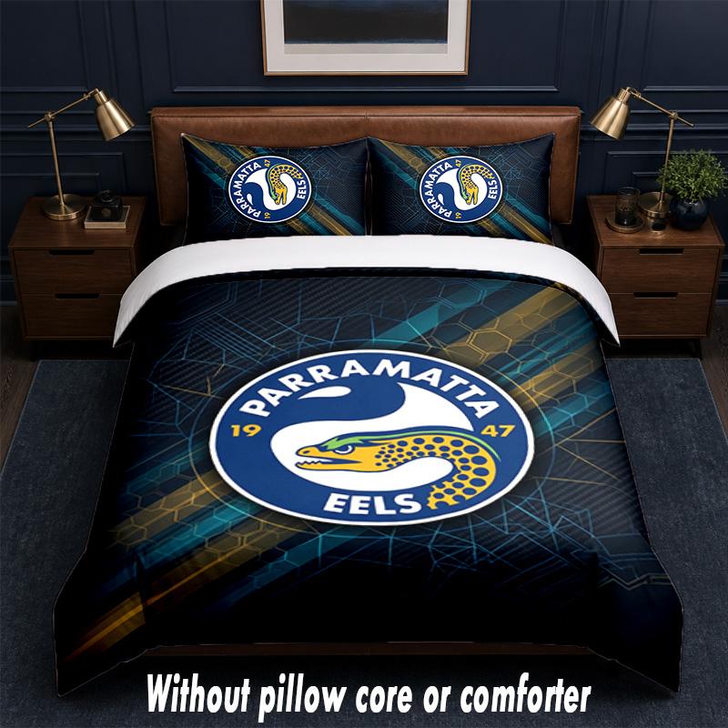 Parramatta Eels Design Bed Bedding Set 1 Duvet Cover + 2 Pillowcases Soft Breathable Household Bed Linens