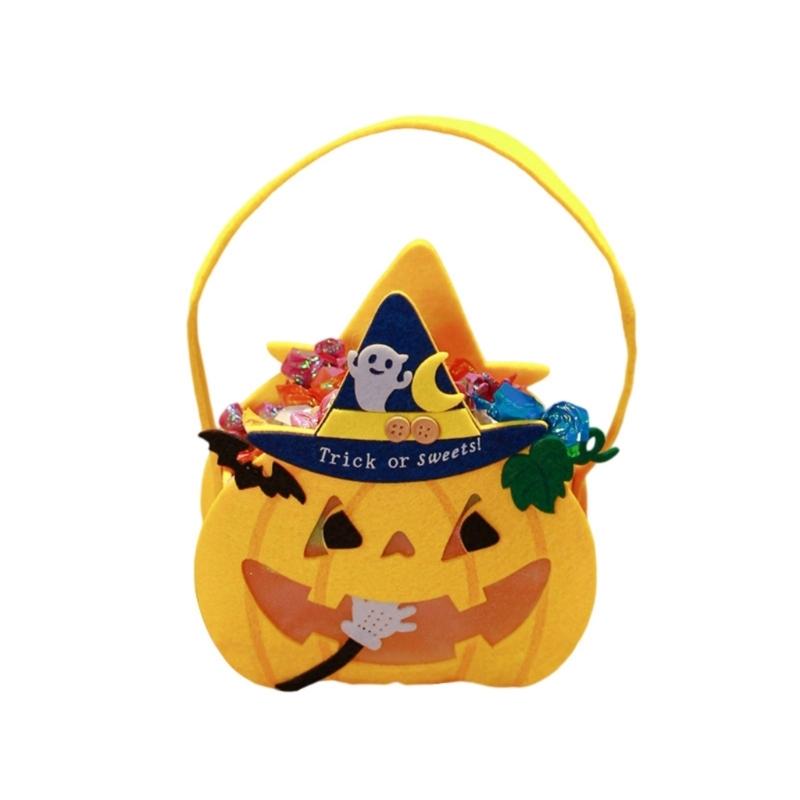 Soft Pumpkin Design Halloween Candy Bag Home Organization Collectible Bag for Spooky Season Treats