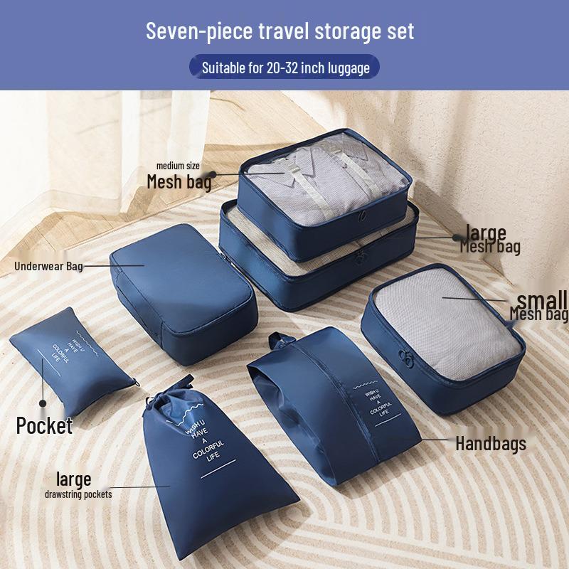 7-Piece Multifunctional Twill Travel Set for Clothes Organization