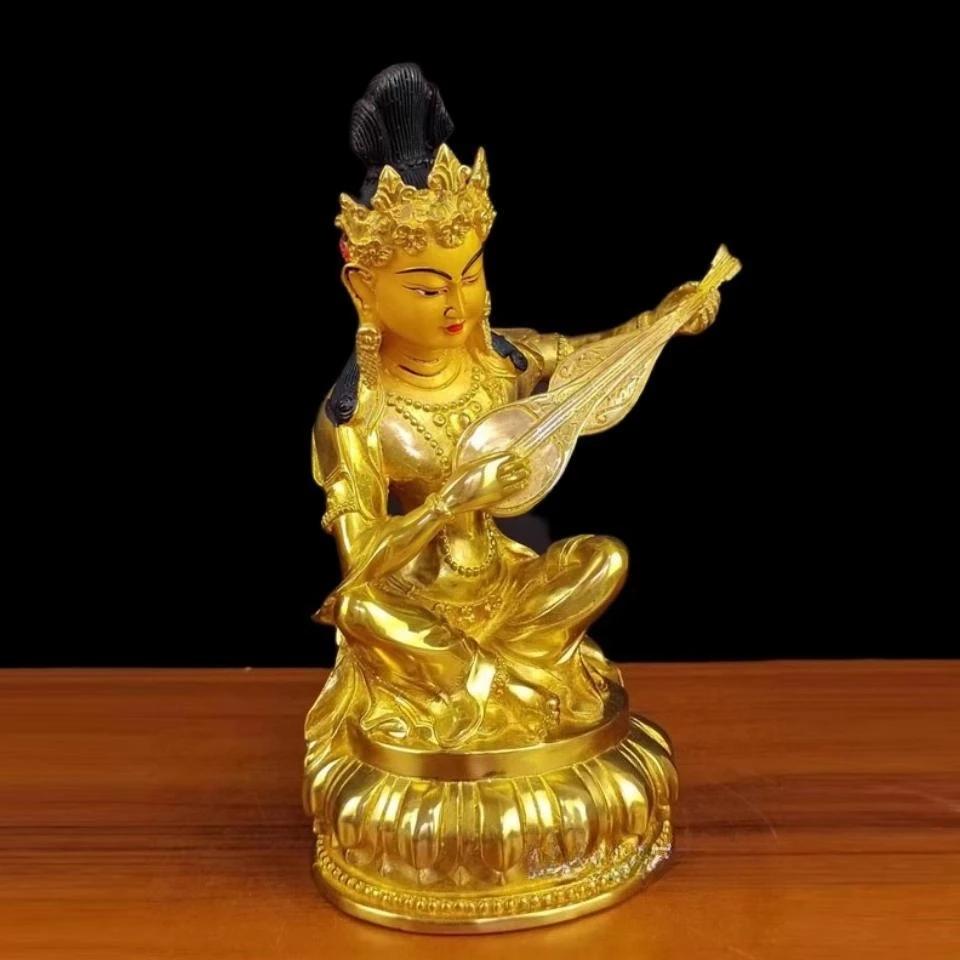 Feng Shui Copper Nepalese Painted Heavenly Female Miaoyin Buddha Mother Home Decor