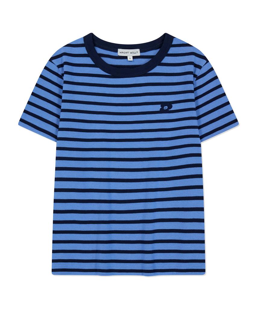 WACKY WILLY Women'S Striped Short Sleeve T-Shirt Navy