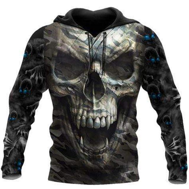 Men's Hoodies Sweatshirt 3D Print Horror Skull Streetwear Harajuku Pullover Hip Hop Jacket Men Women Tracksuit Oversized Hoodie