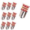 LightBox.IN 10-Pack High Brightness P21W 1156 S25 G18 BA15S Single Bulb LED Tail Light, 180-degree Pin Angle, 54 LEDs, 3014SMD, White 6000K, 12V24V