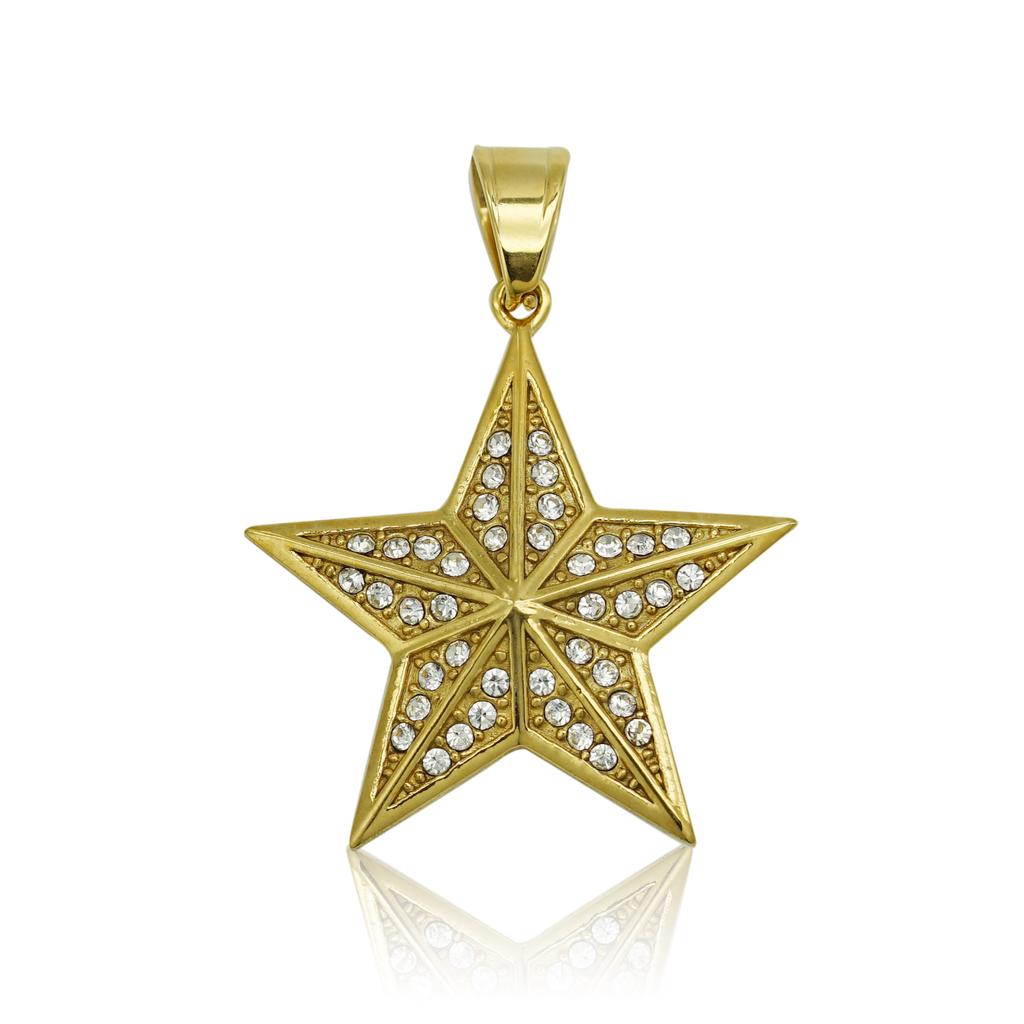 Pendant Rap Hip-hop Fashion Jewelry Three-dimensional Five-pointed Star Necklace
