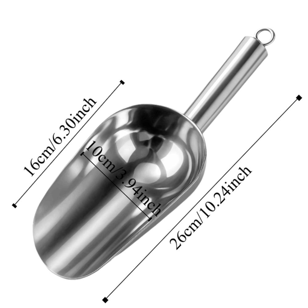 Durable Stainless Steel Ice Scoop for Freezer Silver Bar Accessories Metal Ice Scoop Ice Scraper Kitchen