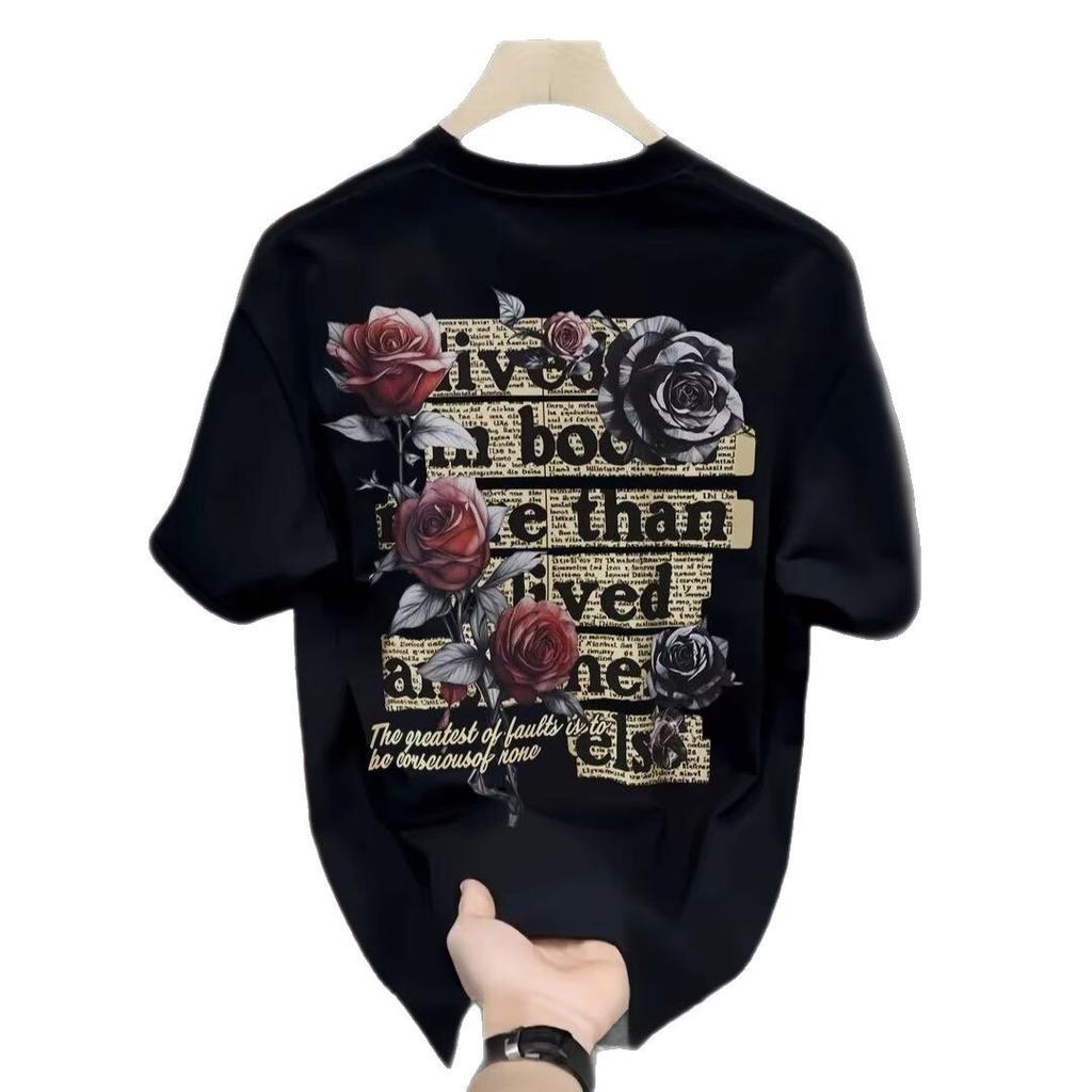 Trendy Brand Short-Sleeved Cotton Top Men'S Printed T-Shirt Trendy Men'S And Women'S Versatile Crew Neck T-Shirt Men'S