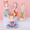 Resin People Sculpture Creative Miniatures Figurine Desktop Ornament Little Girl Statue  Home
