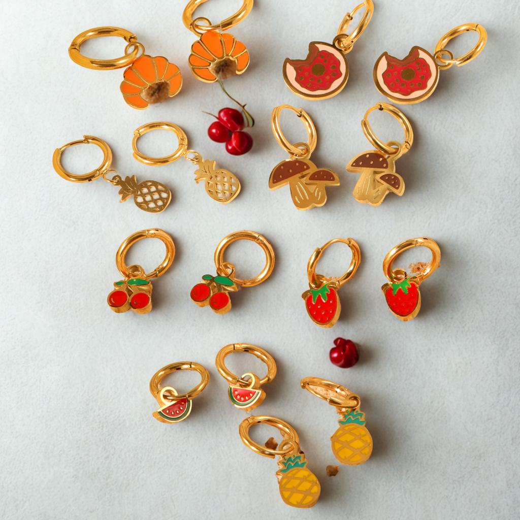 LUXUKISSKIDS Erdbeer-Anhänger Schmuck Ohrringe Süße Rote Kirsch-Tropfen Anhänger für Mädchen/Frauen Stahl Früchte Zubehör Geschenke