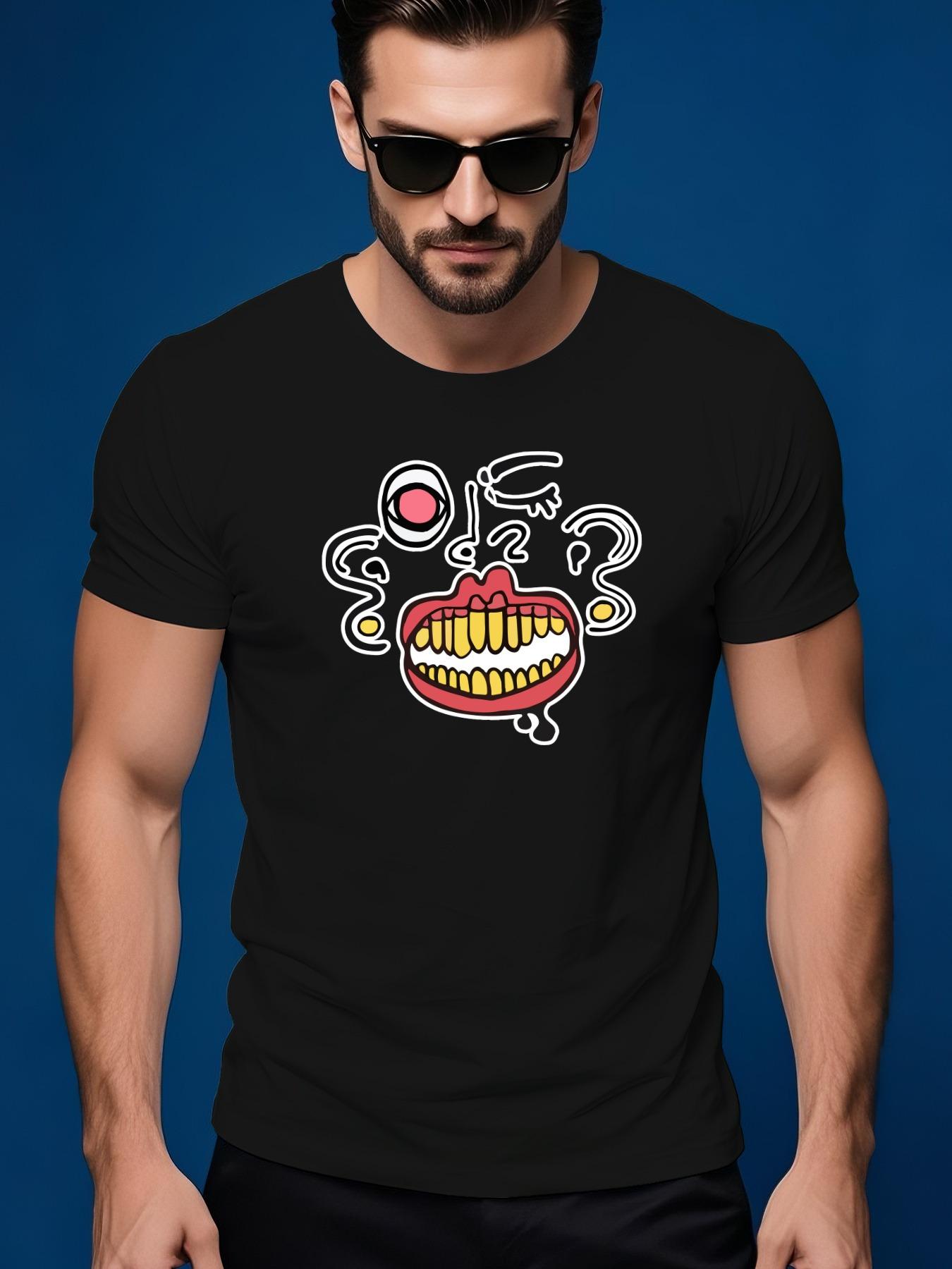 Vibrant Abstract Face Graphic Tshirt - Casual Summer Crew... M