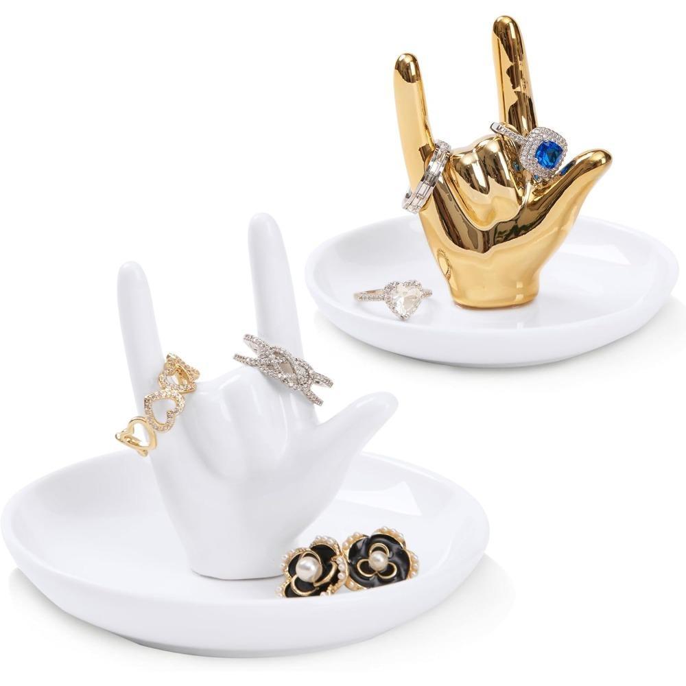 1pc Gesture Model, Jewelry Ring Organizer, Electroplated Craftsmanship, Perfect for Home Decoration and Ring Storage