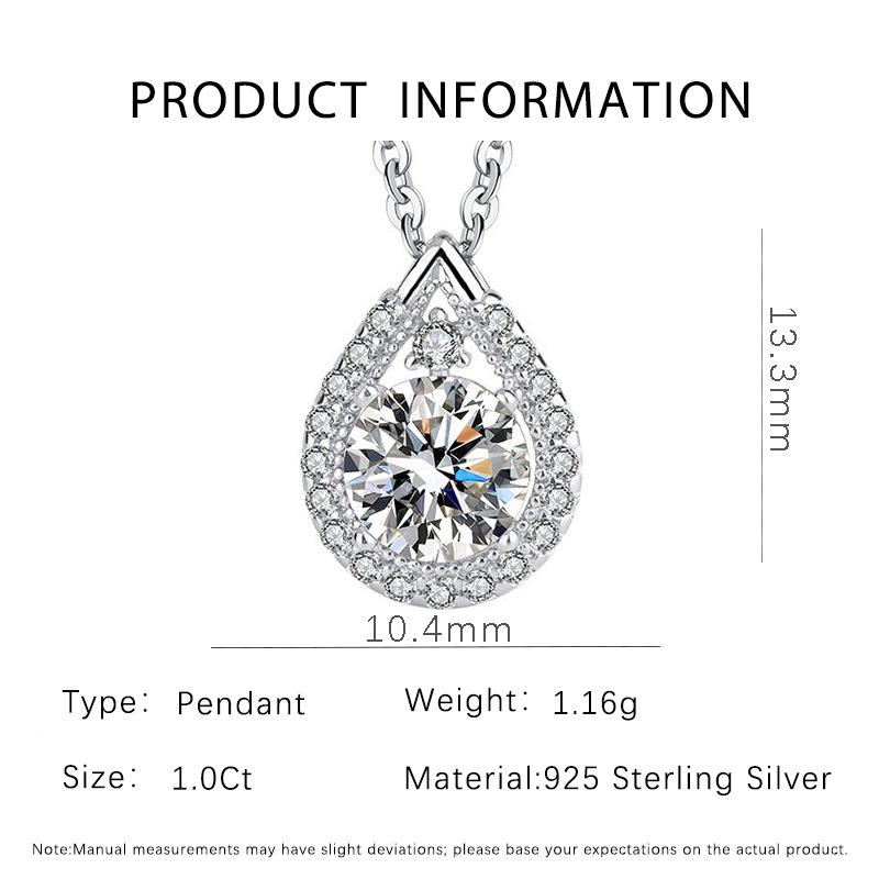 Pear-Shaped Moissanite Pendant Necklace in White Gold - 1 Carat, Luxury Women's Jewelry.
