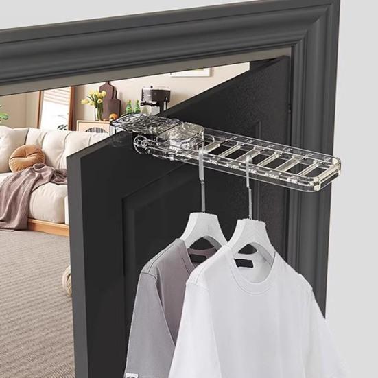 Adjustable Height Coat Hanger Strong Adsorption 5kg Load Garment Hanger Suction Cup Hook Hanger Holds 6 Clothes