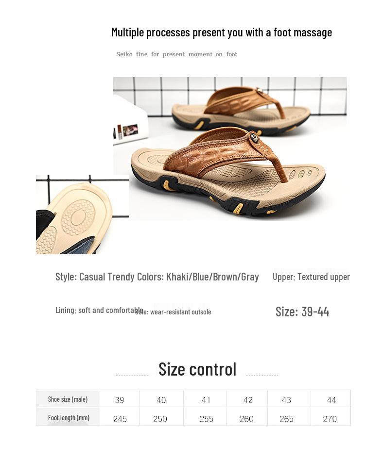Men's Casual Non-slip Leather Sport Flip-flops for Summer Beach & Outdoor Wear