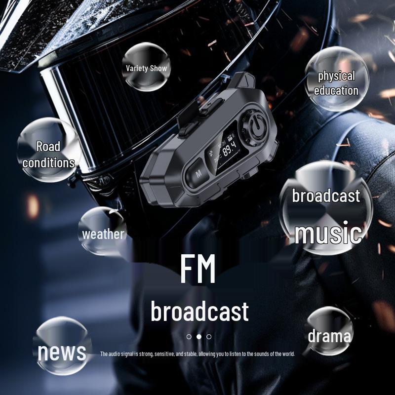 Cross-Border Dual Intercom Waterproof Bluetooth 6.0 Noise-Cancelling Motorcycle Helmet Earphones.