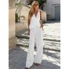 European and American Women Summer Set Sleeveless V-neck Top White 2-Piece Set Fashion Loose Trousers 2025 New