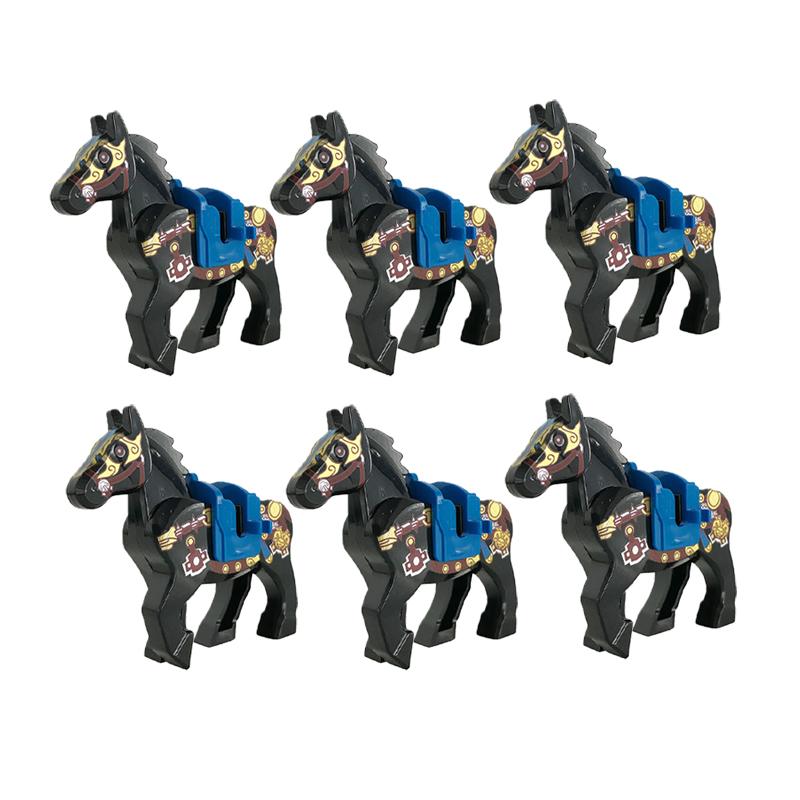 Medieval Military Building Blocks Cavalry Army Horse Animal Elephant Camel Wolf Crocodile Brick Toy Accessories S003