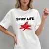 Food Lover Unisex 100% Baumwolle T-Shirt Realistisch Rot Scharfes Chili Scharfes Leben Zitat Einfache Buchstaben Lässige Kurzarm-T-Shirts