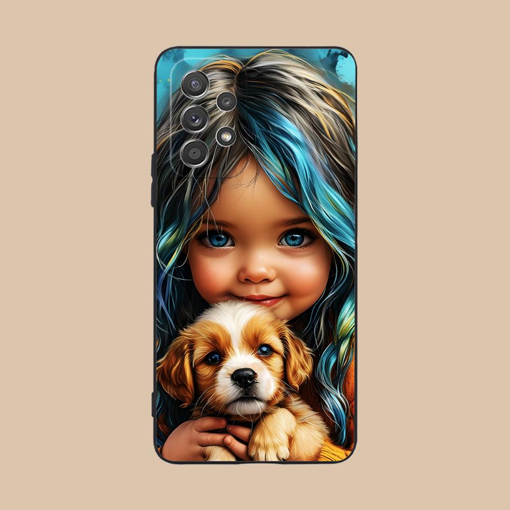 

Girl Dog Puppy Matte TPU Mobile Phone Case for Samsung Galaxy M55 54 42 35 34 33 32 23 22 15 14 13 12 F55 5G Colorful Cover Galaxy F04
