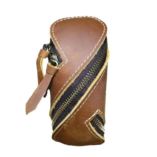 Retro Key Pouch Faux Leather Key Bag Mini Wallet Zipper Closure Belt Key Pouch for Home Bicycle Car Keys Men Women