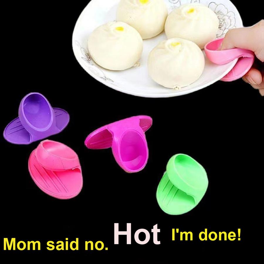Silicone Heat-Resistant Finger Cots Thick Gloves for Kitchen Microwave Oven Bowl Spoon Clip