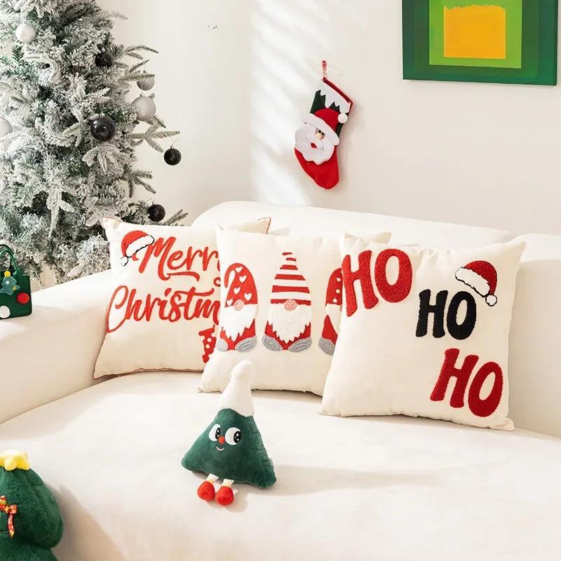 Towel Embroidery Christmas Pillowcase Home Living Room Sofa Cushion Pillowcase Home Christmas Decoration