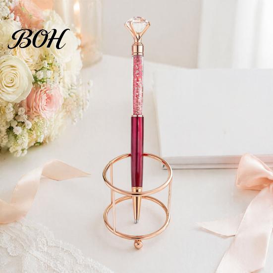 Shining Pearl Diamond Pen 5PCS Metal Ballpoint Pens, with Sparkling Rhinestone Decor, Professional Stationery Smooth Press Mechanism Writing Pen, for