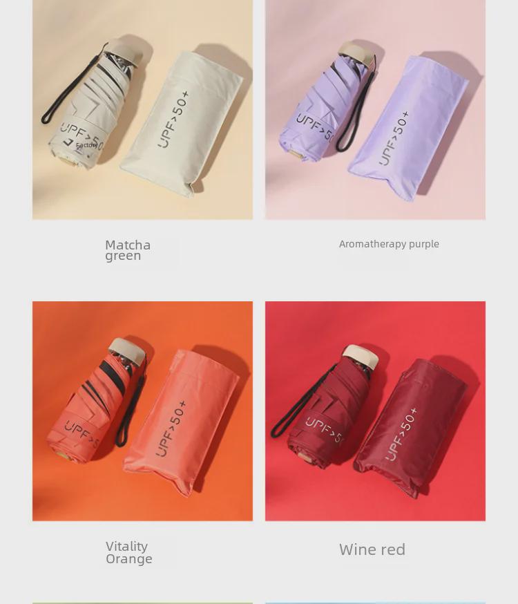 Women's Mini Five-Fold UV Protection Sun & Rain Umbrella - Compact, Portable, Ultralight