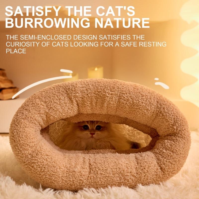Winter Warm Cats Sleep Bag Large Pet Bed Cave for Indoor Warmth Comfortable Cats Resting Bag with Thicken Liners