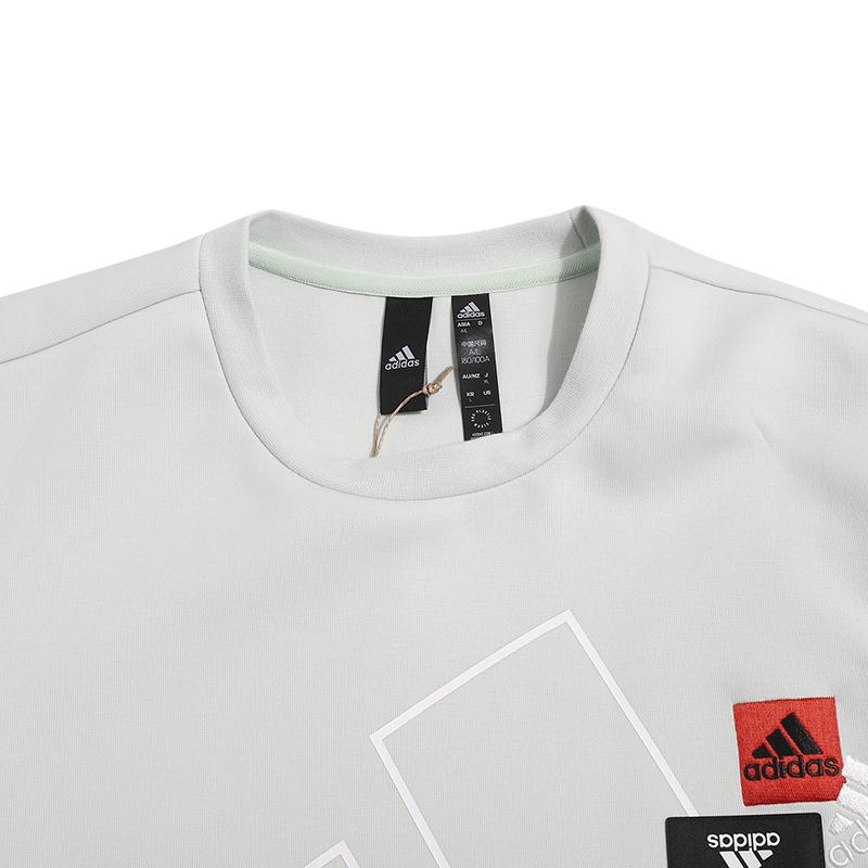 Adidas Simple Letter Large Logo Print Athletic Casual Round Neck Sweatshirt Men Sweatshirt Linen-Green HP1434