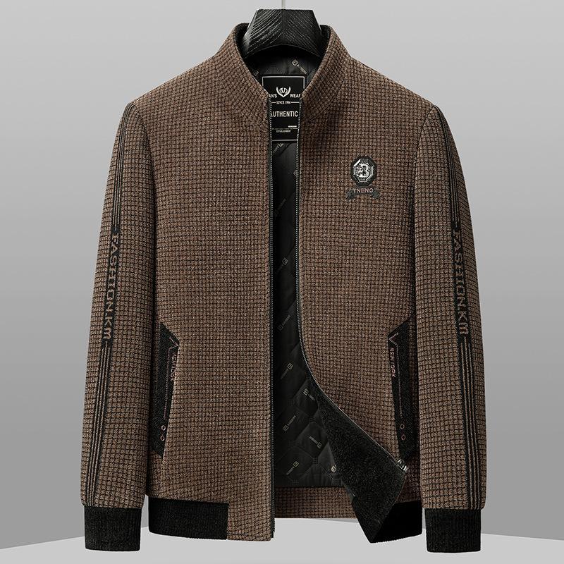 

Осень и зима Новый стиль хлопчатобумажная подбитая красивая мужская повседневная куртка с воротником-стойкой Куртка для мужчин среднего возраста Куртка для папы 4XL