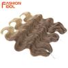 BELLA 24 Zoll Body Wave Häkelhaar 3 Stück Synthetisches Haar Zöpfe Kunsthaar Ombre Blond Braun Natürliche Flecht-Haarverlängerungen