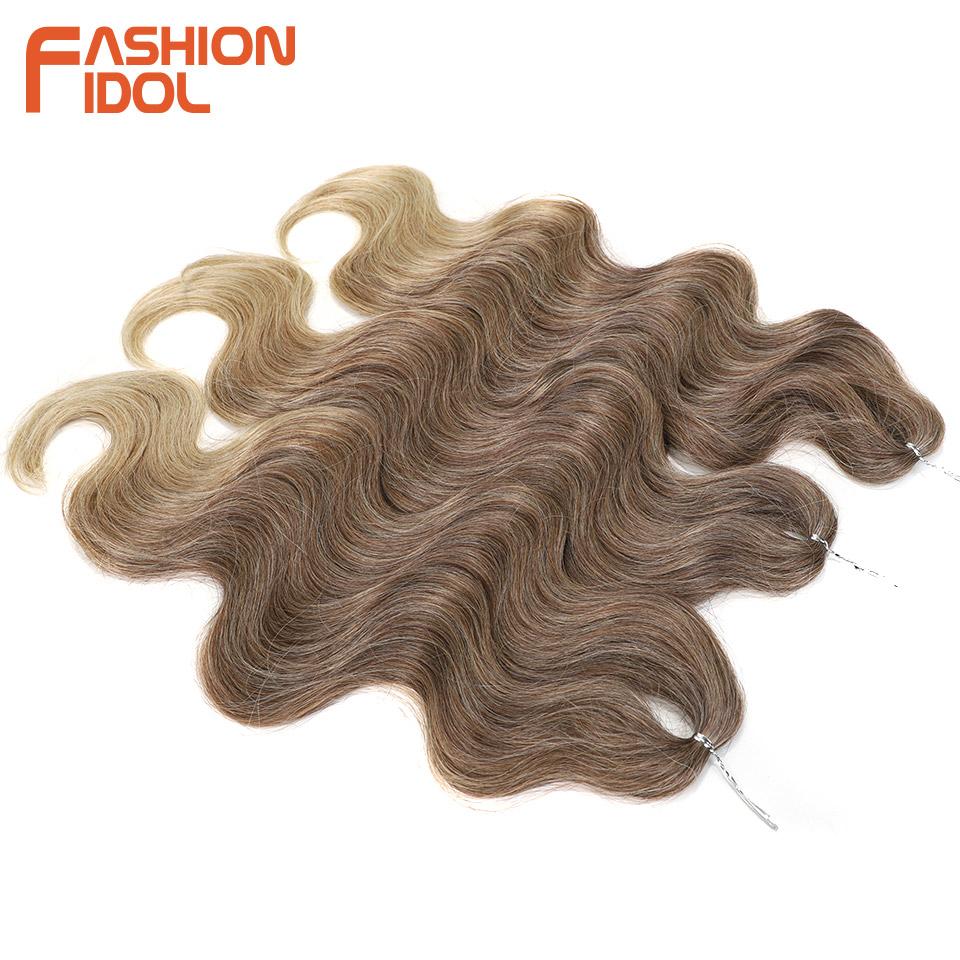 BELLA 24 Zoll Body Wave Häkelhaar 3 Stück Synthetisches Haar Zöpfe Kunsthaar Ombre Blond Braun Natürliche Flecht-Haarverlängerungen