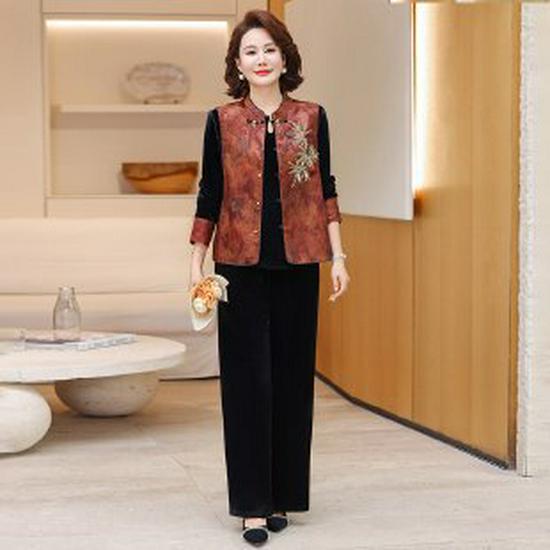 

Elegant Mother s Spring Suit: 2026 New Style Two-Piece Set for Middle-Aged and Elderly Women 4XL