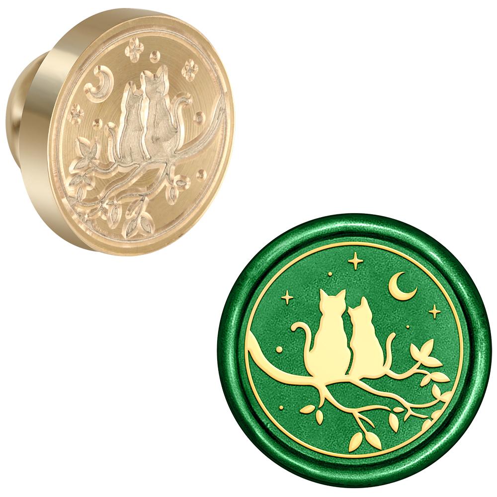 Cat Collection Wax Seal Stamp Cute Animals Retro Sealing Wax Stamp Removable Brass Head for Envelope Card Package Decoration